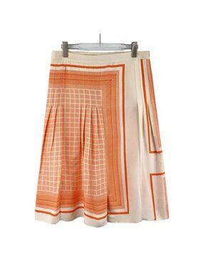 Celine orange mulberry silk pleated skirt